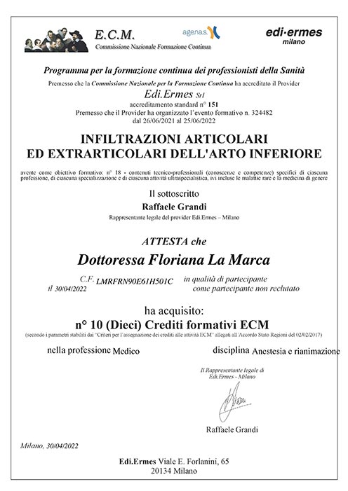 Infiltrazioni articolari ed extrarticolari dell'arto inferiore