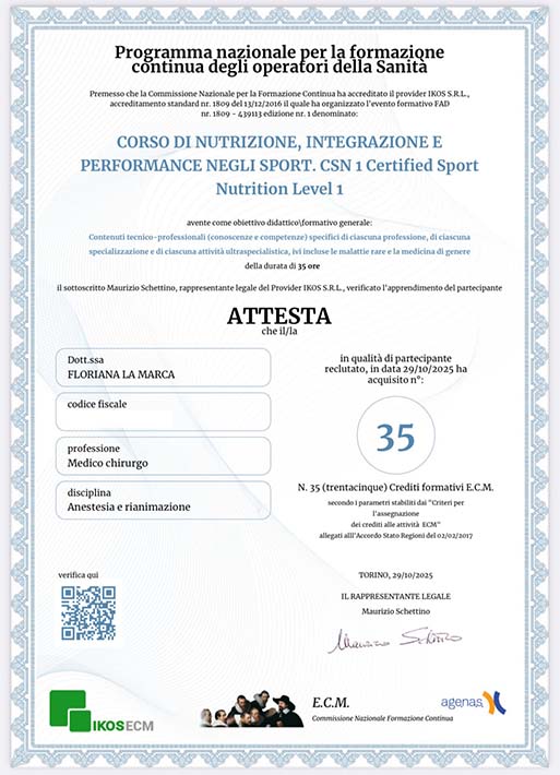 Nutrizione, integrazione e performance negli sport