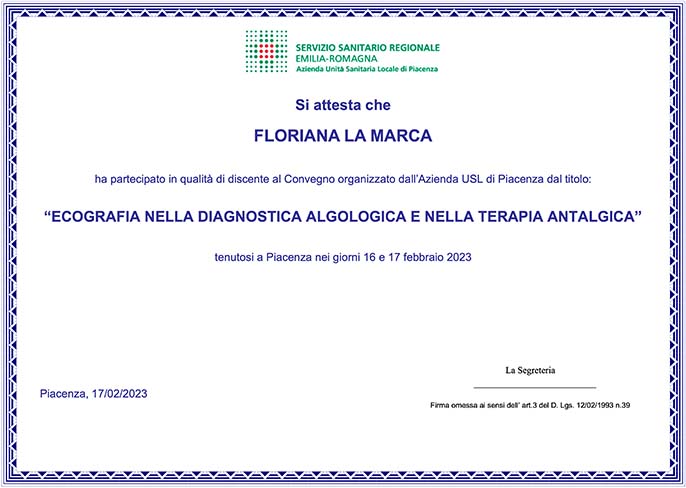 Ecografia nella diagnostica algologica e terapia antalgica