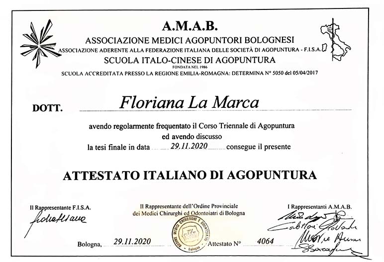 Attestato Italiano di Agopuntura